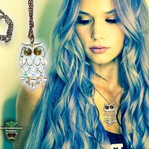 𝅺vintage 1970’s Yellow Cabochon Protection Owl Bohemian Vibe Pendant Necklace